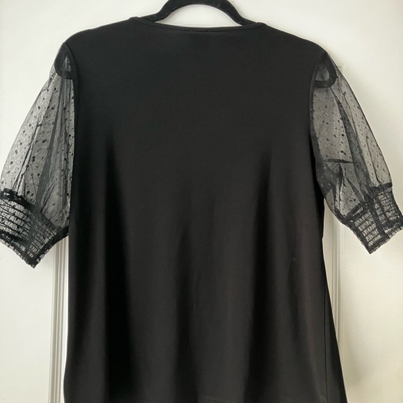 Anne Klein Black Blouse with Sheer Sleeves. Elevated look very versatile. - Picture 6 of 7